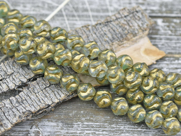 Czech Glass Beads - Round Beads - Love Knot Beads - Ruffled Round Beads - 8mm - 15pcs - (5246)