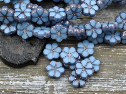 Czech Glass Beads - Flower Beads - Daisy Beads - Picasso Beads - 10mm - 10pcs (5886)