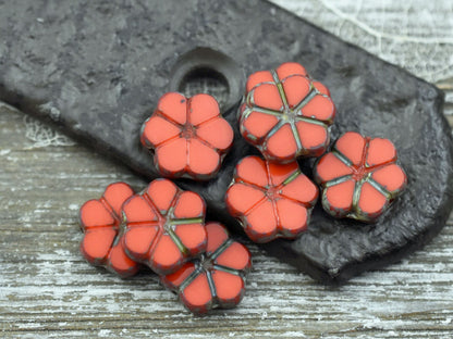 Picasso Beads - Czech Glass Beads - Flower Beads - Daisy Beads - 10mm - 10pcs (2148)