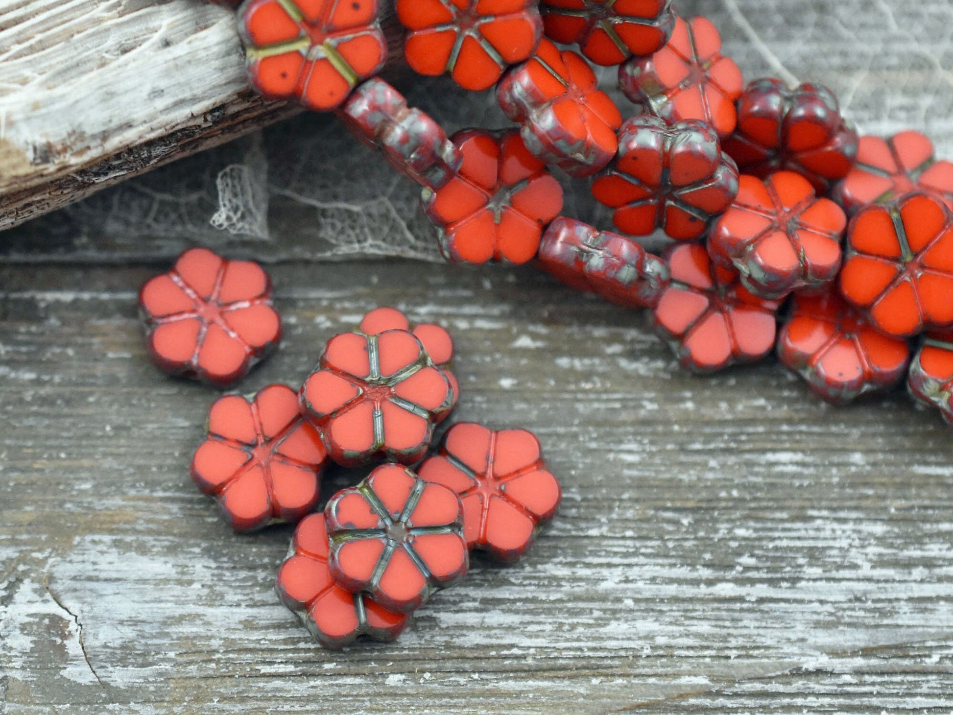 Picasso Beads - Czech Glass Beads - Flower Beads - Daisy Beads - 10mm - 10pcs (2148)