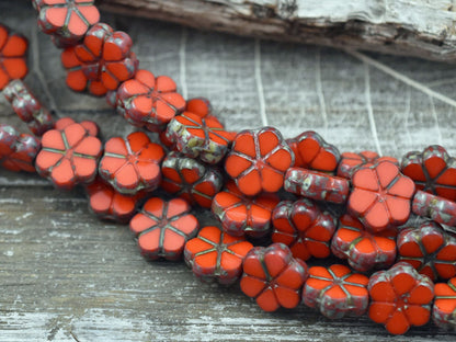 Picasso Beads - Czech Glass Beads - Flower Beads - Daisy Beads - 10mm - 10pcs (2148)