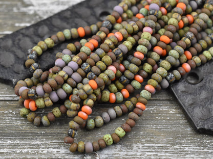 Picasso Seed Beads - Aged Picasso Beads - Czech Glass Beads - Size 5 Seed Beads - 5/0 - 20" Strand - (1417)