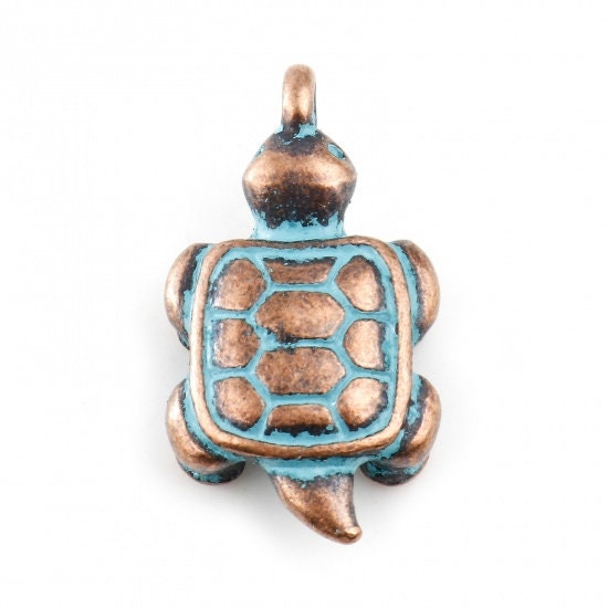 *10* 23x13mm Copper Patina Turtle Charms