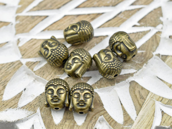 *10* 10x8mm Antique Bronze Buddha Head Beads