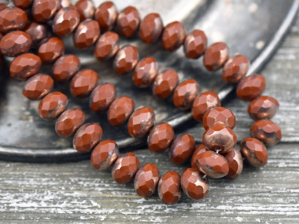 Czech Glass Beads - Rondelle Beads - Picasso Beads - Fire Polished Beads - Donut Beads - 6x8mm - 25pcs - (5957)
