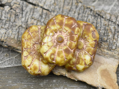 Picasso Beads - Czech Glass Beads - Chunky Beads - 19x13mm - 4pcs - (B622)