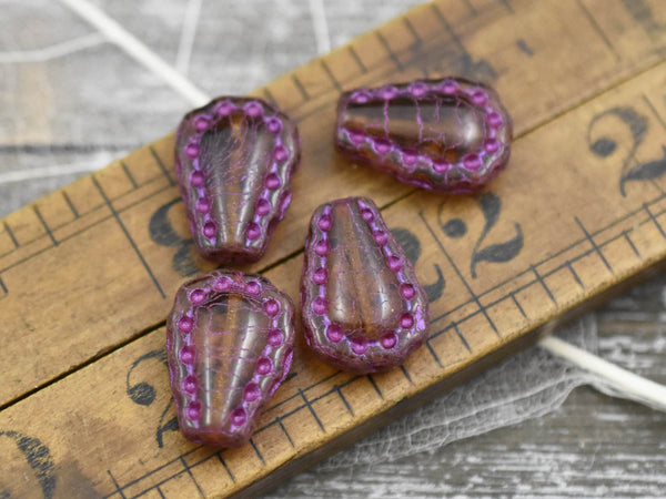 Czech Glass Beads - Picasso Beads -  Teardrop Beads - Tear Drop Beads - Drop Beads - Table Cut Beads - 17x12mm - 6pcs (1157)