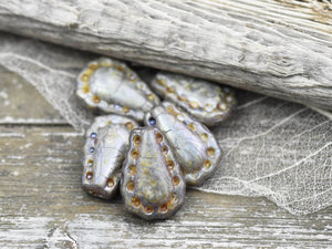 Czech Glass Beads - Teardrop Beads - Picasso Beads - Lacy Teardrop - Western Beads - 17x12mm - 6pcs (117)