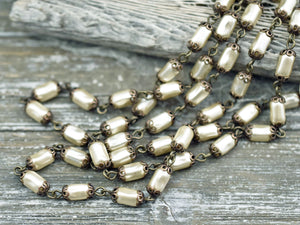 Pearl Chain - Czech Pearl Chain - Beaded Chain - Czech Glass Pearls - Sold by the foot - (CH30)