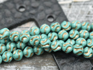 Czech Glass Beads - Round Beads - Love Knot Beads - Turquoise Beads - 8mm - 15pcs - (A639)