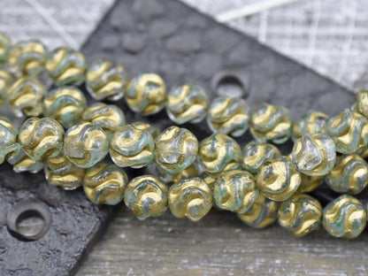 Czech Glass Beads - Round Beads - Love Knot Beads - Ruffled Round Beads - 8mm - 15pcs - (5246)