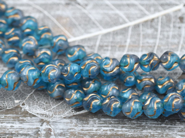 Czech Glass Beads - Round Beads - Love Knot Beads - Ruffled Round Beads - 8mm - 15pcs - (5031)