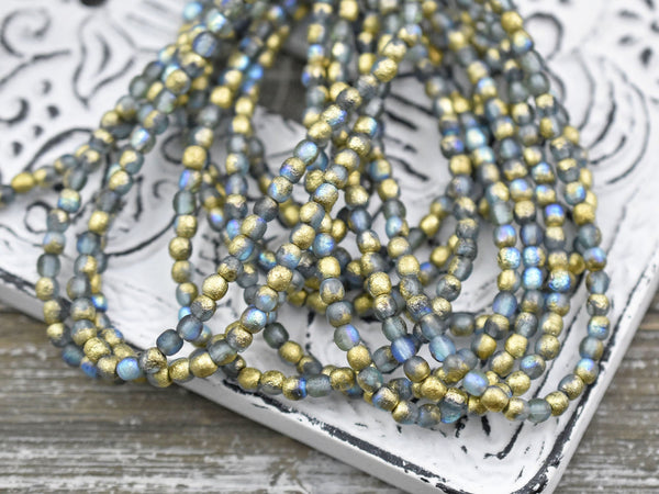 3mm Beads - Czech Glass Beads - Round Beads - 3mm Druk - Druk Beads - Small Beads - 50pcs - (2765)
