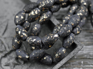 Czech Glass Beads - Fire Polish Beads - Matte Beads - Black Beads - Faceted Beads - Oval Beads - 12x8mm - 12pcs (2962)