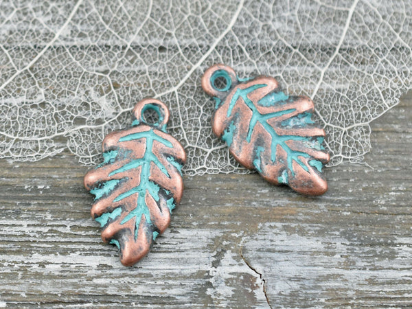*10* 19x11mm Copper Patina Leaf Charms