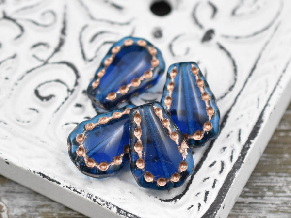 Czech Glass Beads - Teardrop Beads - Picasso Beads - Lacy Teardrop - Horse Shoe Beads - 17x12mm - 6pcs (1885)