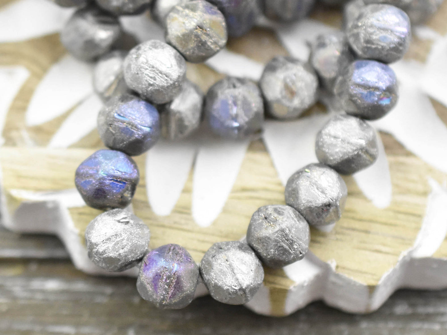 New Czech Beads - Czech Glass Beads - Etched Beads - English Cut Beads - Antique Cut Beads - Round Beads - 8mm or 10mm