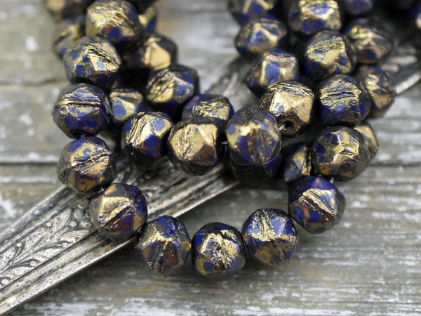 Czech Glass Beads - Etched Beads - English Cut Beads - Antique Cut Beads - Round Beads - Choose from 8mm or 10mm