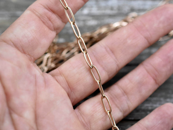10x4mm 304 Rose Gold Stainless Steel Paperclip Chain -- Sold by the foot