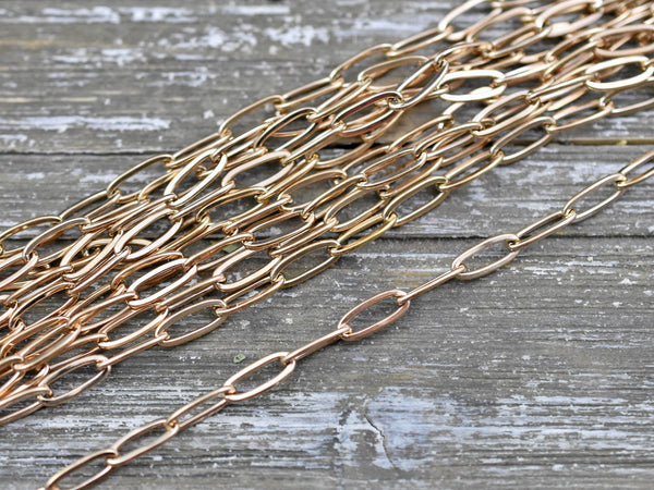 10x4mm 304 Rose Gold Stainless Steel Paperclip Chain -- Sold by the foot