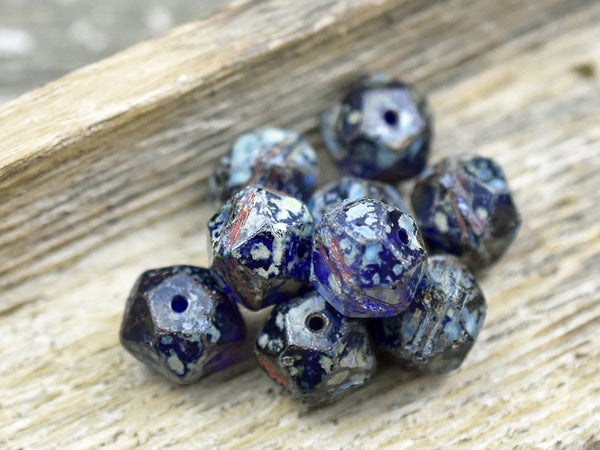 Picasso Beads - Czech Glass Beads - English Cut Beads - Round Beads - Chunky Beads - 10mm Beads - 10pcs - (5377)