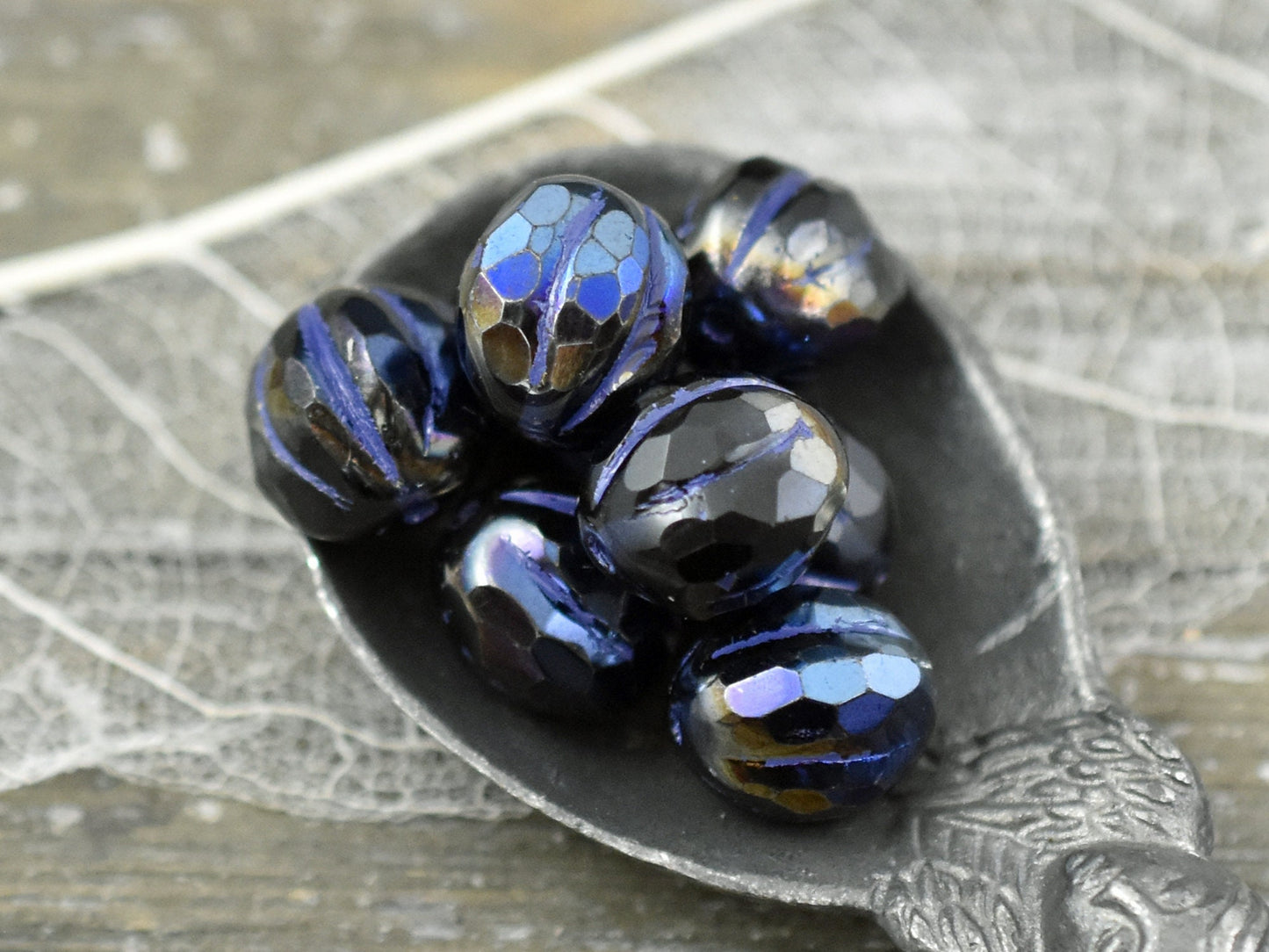 Melon Beads - Czech Glass Beads - Faceted Melon - Picasso Beads - Round Beads - 10mm - 10pcs (4494)