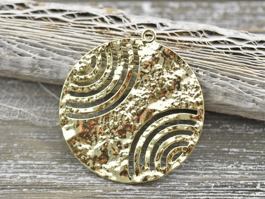 43x40mm Gold Plated Round Medallion Pendant - 5pcs