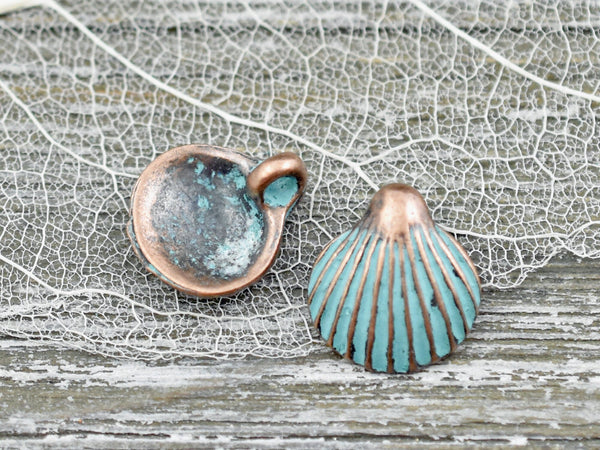*10* 12x11mm Copper Patina Seashell Charms