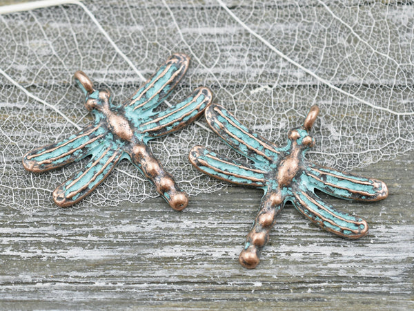 *10* 28x25mm Copper Patina Dragonfly Charms