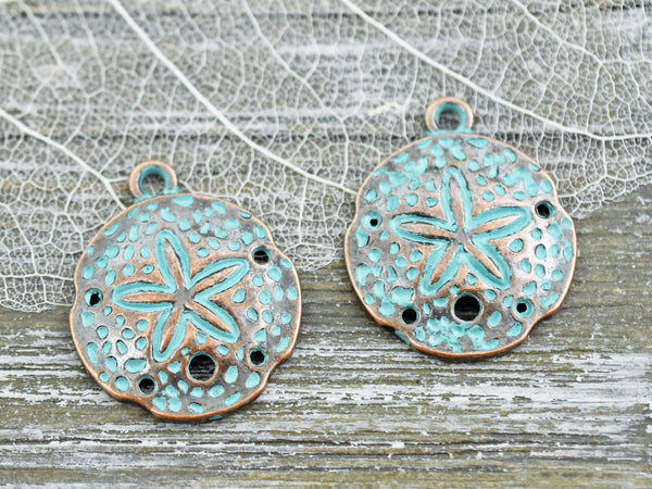 *10* 25x21mm Copper Patina Sand Dollar Charms