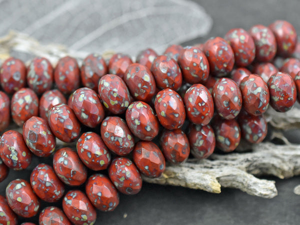 Czech Glass Beads - Large Rondelle Beads - Picasso Beads - Fire Polished Beads - Donut Beads - 7x11mm - 15pcs - (A82)