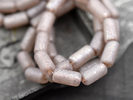 Large Hole Beads - Czech Glass Beads - Etched Beads - Tube Beads - Picasso Beads - 14x7mm - 10pcs (700)