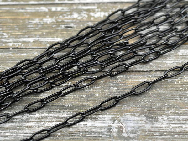 10x4mm 304 Black Stainless Steel Paperclip Chain -- Sold by the foot