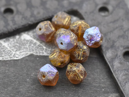 Czech Glass Beads - Etched Beads - English Cut Beads - Antique Cut Beads - Round Beads - 8mm or 10mm