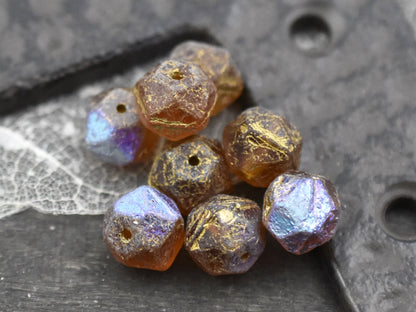 Czech Glass Beads - Etched Beads - English Cut Beads - Antique Cut Beads - Round Beads - 8mm or 10mm