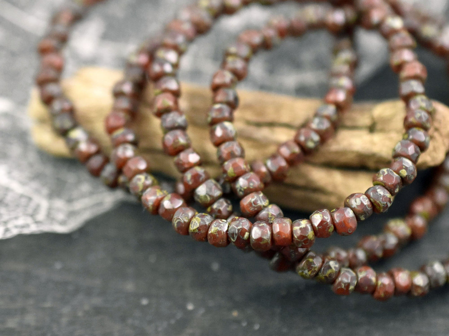 Czech Glass Beads - Micro Spacers - Spacer Beads - Picasso Bead - Glass Spacers - 2x3mm - 50pcs - (3680)