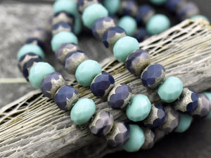 Mixed Glass Beads - Picasso Beads - Czech Glass Beads - Rondelle Beads - Fire Polish Beads - 25pcs - 6x8mm - (4895)