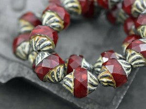 Czech Glass Beads - Picasso Beads - Turbine Beads - Fire Polished Beads - Cathedral Beads - 12x10 - 10pcs (5975)