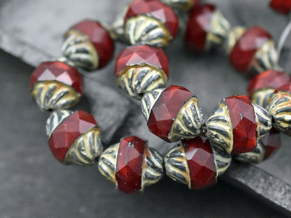 Czech Glass Beads - Picasso Beads - Turbine Beads - Fire Polished Beads - Cathedral Beads - 12x10 - 10pcs (5975)