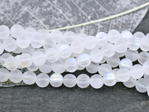 Melon Beads - Czech Glass Beads - Round Beads - Crystal AB - 8mm Beads - 16pcs - (A446)
