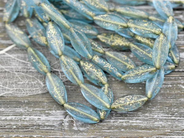 Czech Glass Beads - Spindle Beads - Czech Beads - Oval Beads - Marquise Oval - 18x7mm - 10pcs - (4495)
