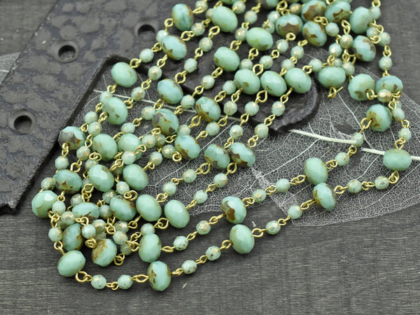 Czech Glass Beads - Rosary Chain - Beaded Chain - Czech Glass Chain - Sold by the foot - (3091)