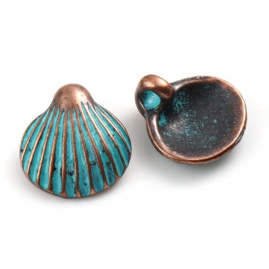 *10* 12x11mm Copper Patina Seashell Charms