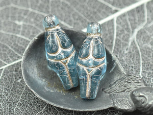 Goddess Bead - Czech Glass Beads - Female Goddess - Picasso Beads - 21x10mm - 4pcs - (293)