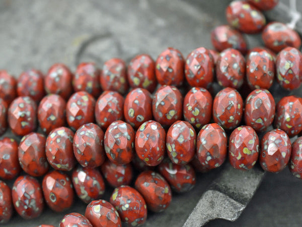 Czech Glass Beads - Large Rondelle Beads - Picasso Beads - Fire Polished Beads - Donut Beads - 7x11mm - 15pcs - (A82)