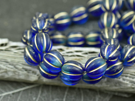 Melon Beads - Czech Glass Beads - Round Beads - Bohemian Beads - 12mm Beads - 6pcs (1948)