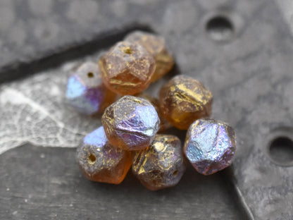Czech Glass Beads - Etched Beads - English Cut Beads - Antique Cut Beads - Round Beads - 8mm or 10mm