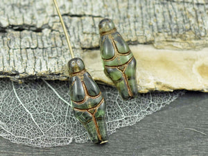 Goddess Bead - Czech Glass Beads - Female Goddess - Picasso Beads - 21x10mm - 4pcs - (2431)