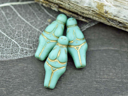 Goddess Bead - Czech Glass Beads - Female Goddess - Picasso Beads - 21x10mm - 4pcs - (1908)