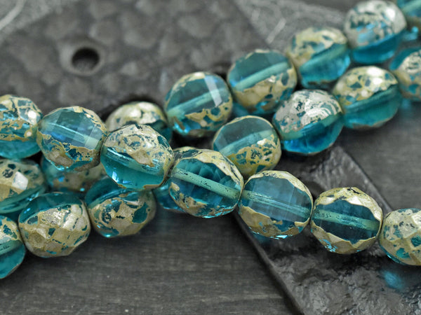 Picasso Beads - Czech Glass Beads - Fire Polished Beads - Chunky Beads - Round Beads - 12mm - 6pcs - (626)